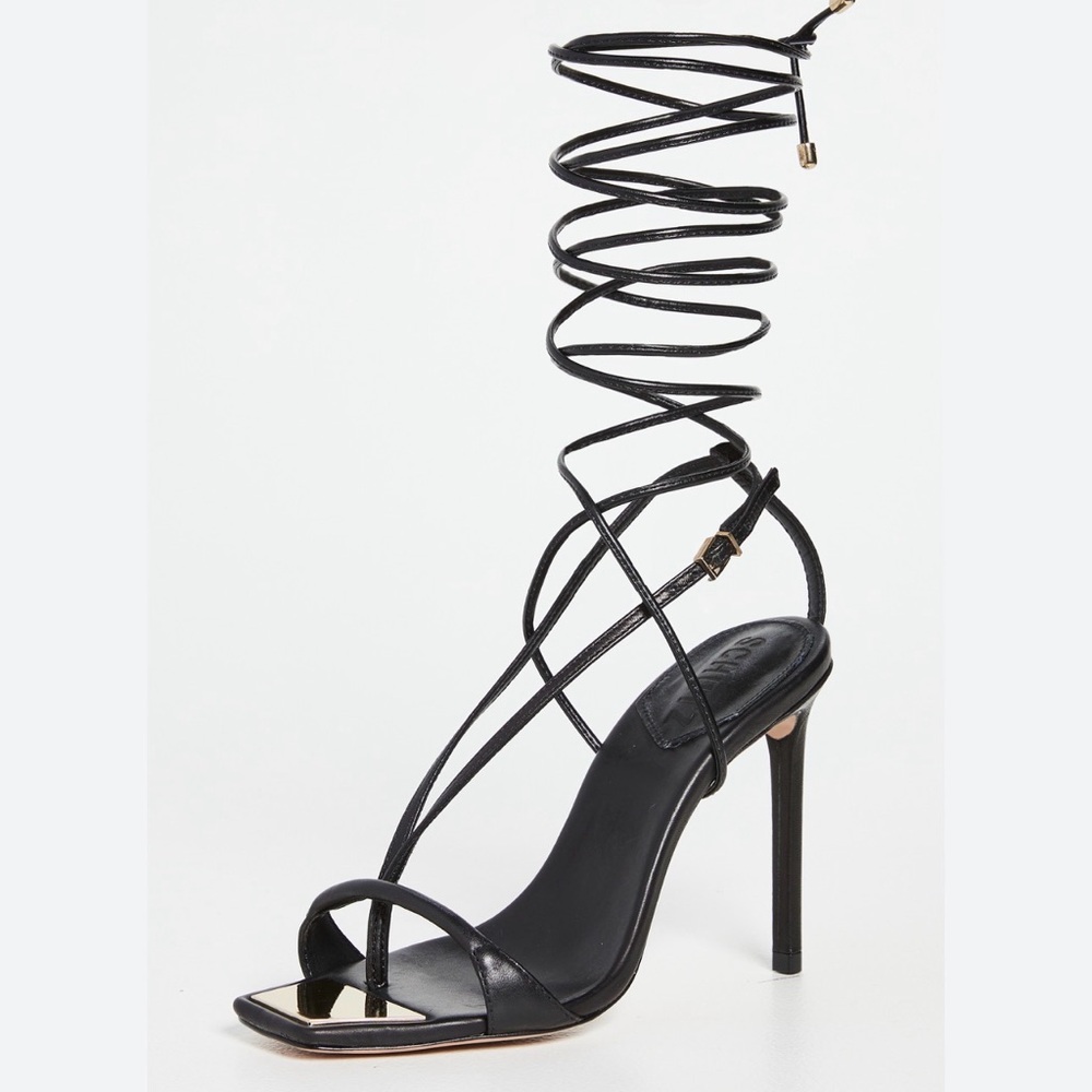 SCHUTZ Black & Gold Vikki Sandals 8.5